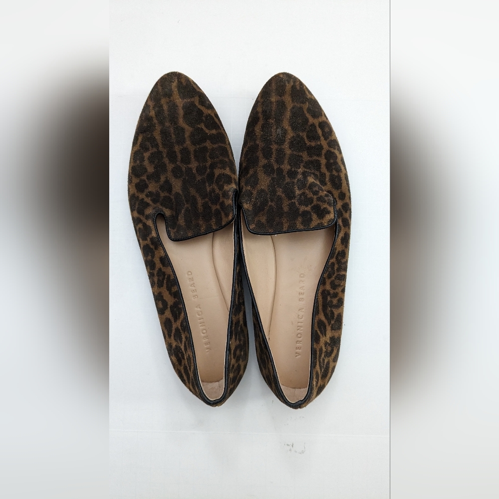 Veronica Beard Black and Brown Leopard Print Loafers